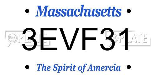 3EVF31 Massachusetts License Plate