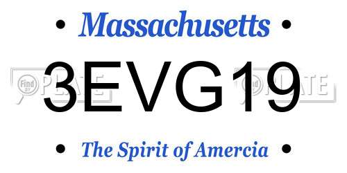 3EVG19 Massachusetts License Plate