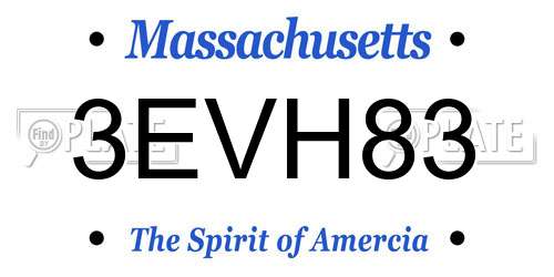 3EVH83 Massachusetts License Plate