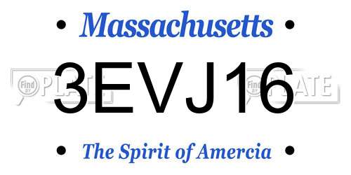 3EVJ16 Massachusetts License Plate