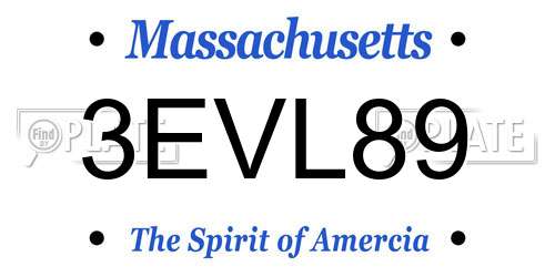 3EVL89 Massachusetts License Plate