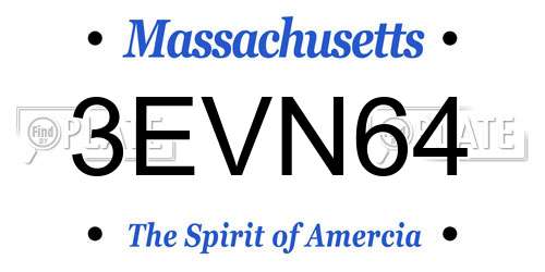 3EVN64 Massachusetts License Plate