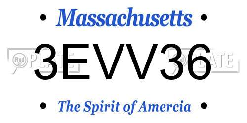 3EVV36 Massachusetts License Plate