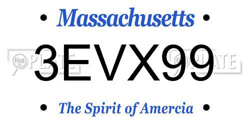 3EVX99 Massachusetts License Plate