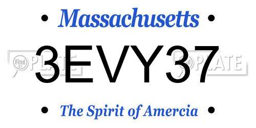 3EVY37 Massachusetts License Plate