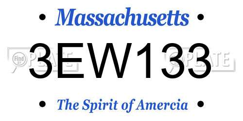 3EW133 Massachusetts License Plate