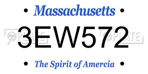3EW572 Massachusetts License Plate