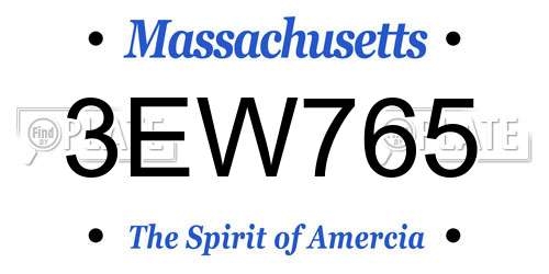 3EW765 Massachusetts License Plate