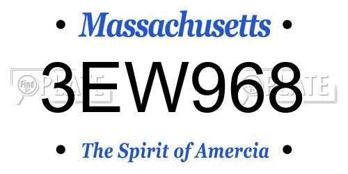 3EW968 Massachusetts License Plate
