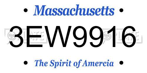3EW9916 Massachusetts License Plate