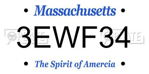 3EWF34 Massachusetts License Plate