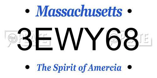 3EWY68 Massachusetts License Plate