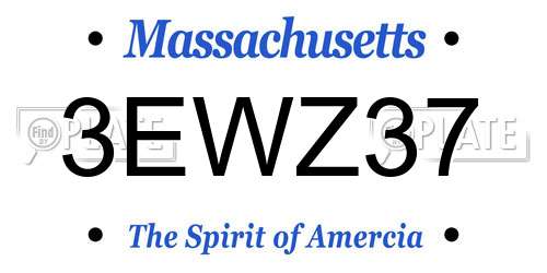 3EWZ37 Massachusetts License Plate