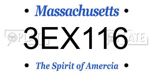 3EX116 Massachusetts License Plate