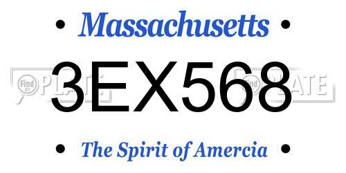 3EX568 Massachusetts License Plate