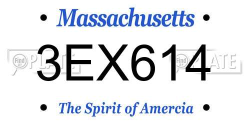 3EX614 Massachusetts License Plate