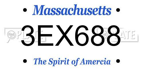 3EX688 Massachusetts License Plate