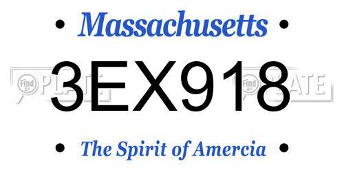3EX918 Massachusetts License Plate