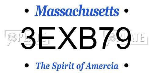 3EXB79 Massachusetts License Plate