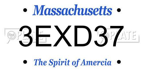 3EXD37 Massachusetts License Plate