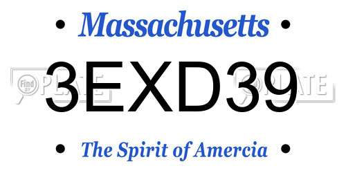 3EXD39 Massachusetts License Plate