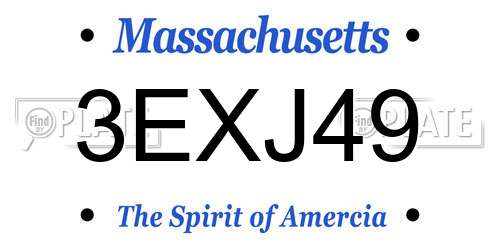 3EXJ49 Massachusetts License Plate