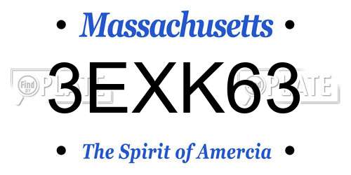 3EXK63 Massachusetts License Plate