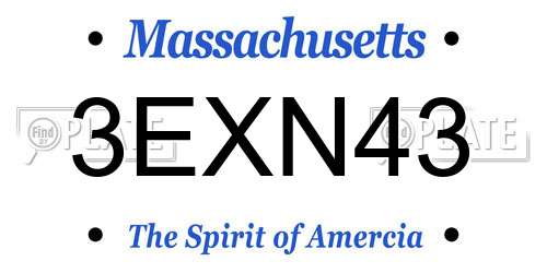 3EXN43 Massachusetts License Plate