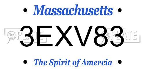 3EXV83 Massachusetts License Plate
