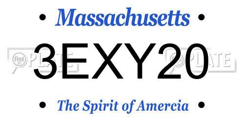 3EXY20 Massachusetts License Plate
