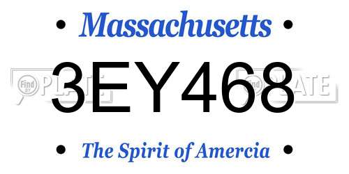 3EY468 Massachusetts License Plate