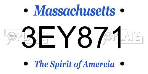 3EY871 Massachusetts License Plate