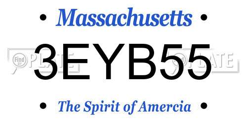 3EYB55 Massachusetts License Plate