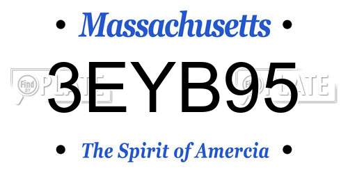 3EYB95 Massachusetts License Plate