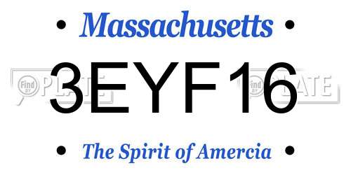 3EYF16 Massachusetts License Plate