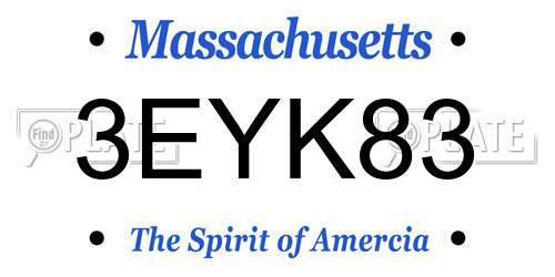 3EYK83 Massachusetts License Plate