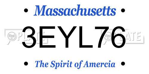 3EYL76 Massachusetts License Plate