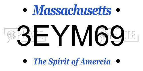 3EYM69 Massachusetts License Plate
