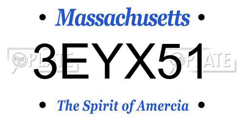 3EYX51 Massachusetts License Plate