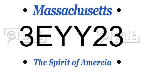 3EYY23 Massachusetts License Plate