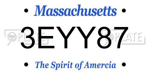 3EYY87 Massachusetts License Plate
