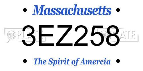3EZ258 Massachusetts License Plate