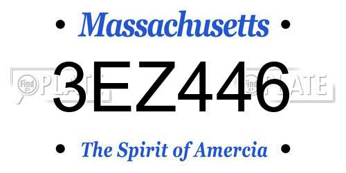 3EZ446 Massachusetts License Plate