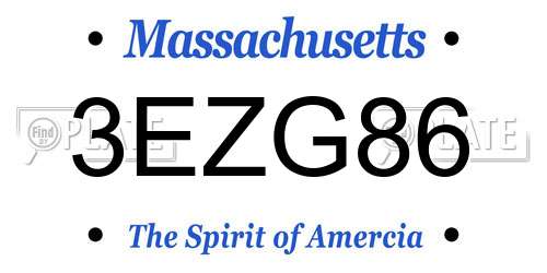 3EZG86 Massachusetts License Plate