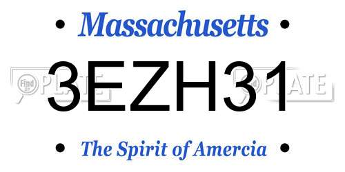 3EZH31 Massachusetts License Plate