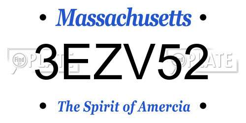 3EZV52 Massachusetts License Plate