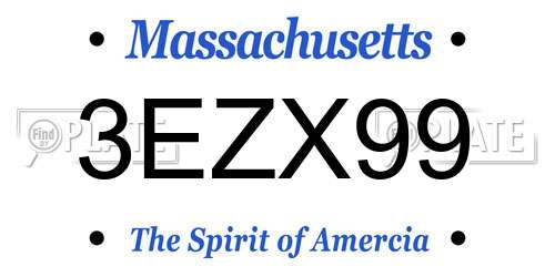 3EZX99 Massachusetts License Plate