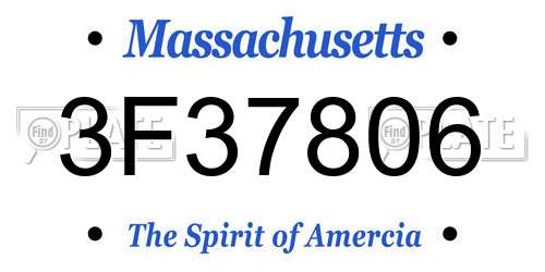 3F37806 Massachusetts License Plate