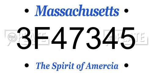 3F47345 Massachusetts License Plate