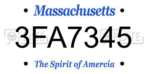 3FA7345 Massachusetts License Plate